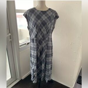 Sundance Dress Sleeveless Gray Plaid Wool Blend Dress Size 16